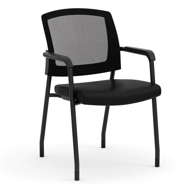 Officesource Parson Collection Micro Mesh Back Side Chair with Arms 3128GNSABK